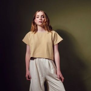 ILANA KOHN NYC Pumpkin Spice Orange Cotton Bateau Neck Crop Top M